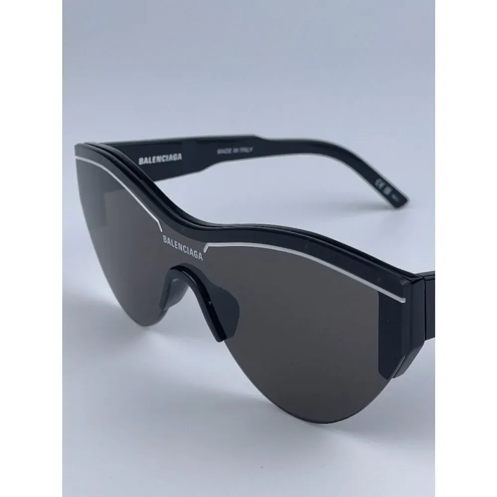 NEW Balenciaga BB0004S 001 Black Grey Shield Unisex Sunglasses